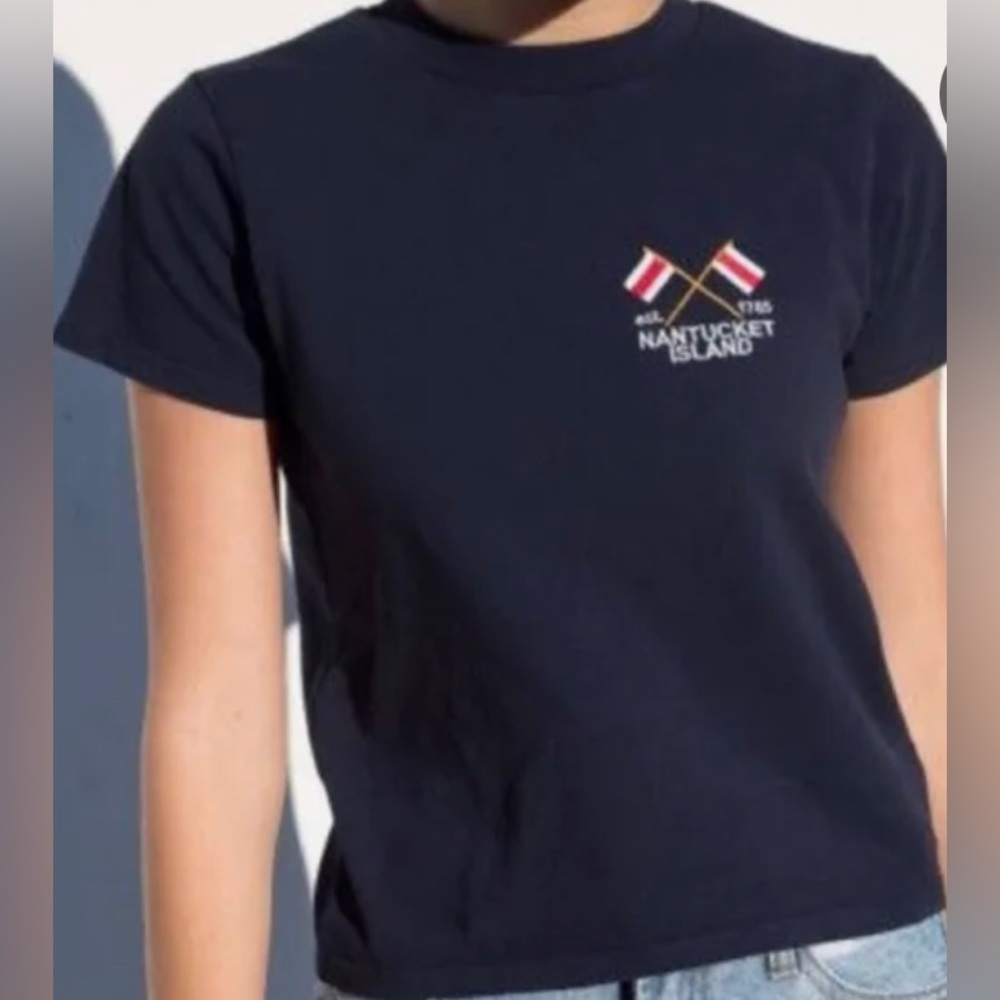 Brandy Melville Nantucket Navy Cropped Tshirt